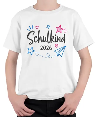 Produktbild von Schulkind 2026 Einschulung Erster Schultag Schultüte Grundschule Kinder T-Shirt, Weiß, 128