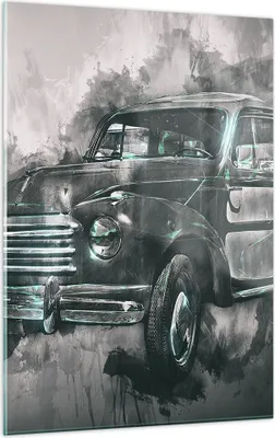 Produktbild von Bilder auf glas - Einteilig - Auto Retro - 50x70cm - Glasbilder - Wandbilder - Bilder - Kunstdruck - zum Aufhängen bereit - Wanddekoration aus Glas - Glas Bilder - Wandbild auf Glas - GPA50x70-3834