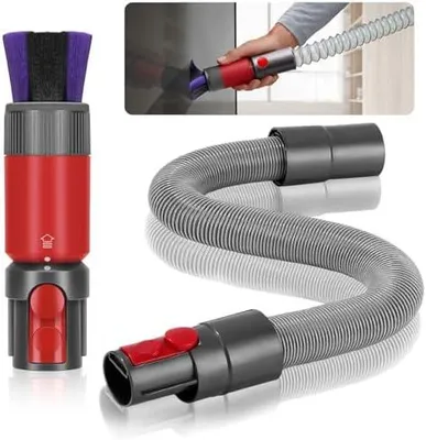 Produktbild von Dyson Staubsauger Zubeh?r Set: 2 Stš¹ck Rš¹ckstandsloser Staubpinsel, Flexibler Schlauch, Hundebš¹rsten Aufsatz fš¹r Dyson V7 bis V15, Abstauben