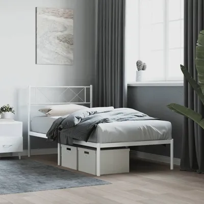 Produktbild von Möbel Bettgestell mit Kopfteil Metall Weiß 80x200 cm - Klassische Betten 372317