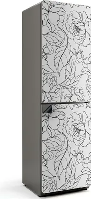 Produktbild von Blumenlinienmuster – Magnetische Kühlschrank Abdeckung – Dekorfolie magnetisch Küche – Kühlschrank Magnet Deko – selbstklebende Magnettafel – Magnetfolie für Kühlschranktür – 60x205 cm