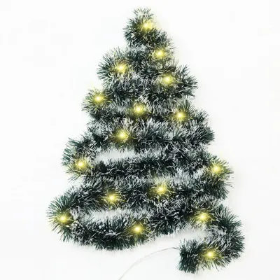 LED-Lichterkette mit Lametta, 5 m, dunkelgrün, Weihnachtsdeko