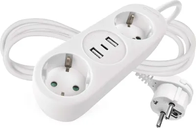 Steckdosenleiste – 2 Steckdosen+2×USB-A+1×USB-C, 1,4 m, 1,5 mm2, weiss