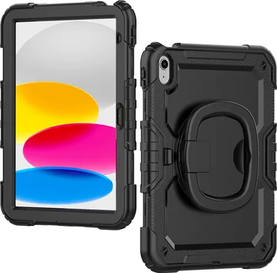 Produktbild von Mobilize Rotating Defender iPad 10 (2022) Hülle Kunststoff,Silikon Backcover + Schulterträger + Ständer - Schwarz