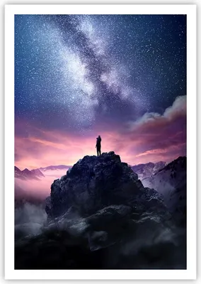 Produktbild von Poster - Poster ohne Rahmen - Gipfel Wolken Nacht - 70x100 cm - Wand Bild - Wanddeko - Wandbilder - Kunstposter - Wandposter - Bilder - Kunstdruck - Wanddekoration - Wandbild - P2XPA70x100-5160