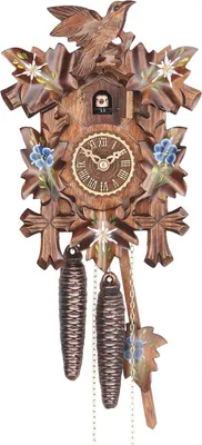 Produktbild von Originale Schwarzwälder Kuckucksuhr mit 5-Laub und Vogel, 1-Tages-Werk, in Nussbaum