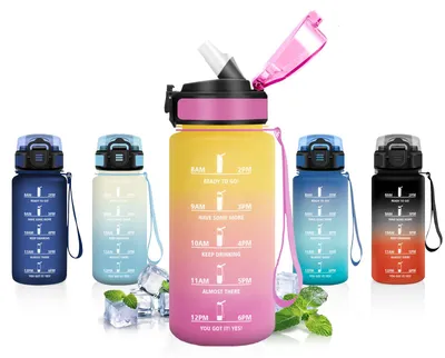 Produktbild von Trinkflasche 500ml JAPORIA, BPA-frei, auslaufsicher, mit Strohhalm, Sportflasche