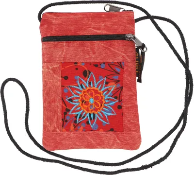 Produktbild von Boho Brustbeutel, Passporttasche - Rot, Uni - Erwachsene, Baumwolle, 18*12*4 cm, Alternative Umhängetasche, Handtasche aus Stoff