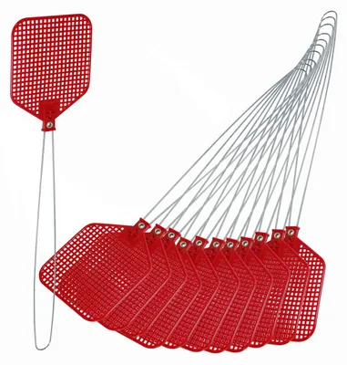 Produktbild von Fliegenklatsche 12 Stück - Eisenhandgriff - Leicht - Praktisch für Zuhause/Büro/Camping - Schnelleres Reaktionsvermögen - Insektenklatsche