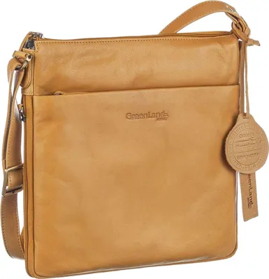 Produktbild von GreenLand Nature Leder Umhängetasche Crossbody Bag Safran senfgelb