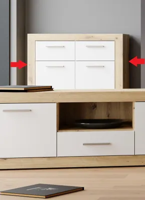Produktbild von Forte BACCIO Kommode 80 85, modernes Sideboard für Wohn-/Schlafzimmer, 2-türig, 2 Schubladen, Holzwerkstoff, Artisan Eiche Holzdekor|Weiß, 152,7 cm breit x 85,5 cm hoch x 41 cm tief