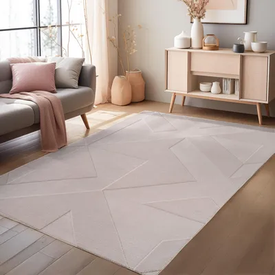 Image de Homebyhome Tapis Boho Scandinave à Poils Courts avec Effet 3D Lavable Doux et Moderne pour Salon, Taille: 240x340 cm