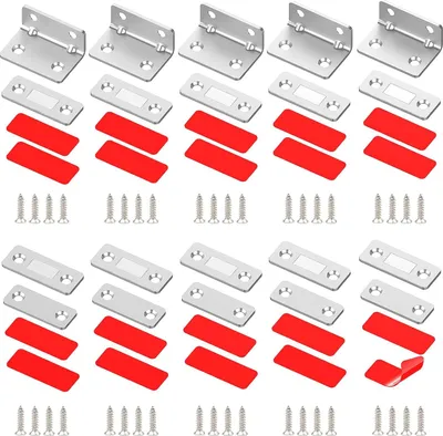 Produktbild von Simpeak 10 Set Magnetschnäpper Magnete für Schranktüren, Magnetischer Türverschluss Schiebetürverschluss Türmagnete Selbstklebend Küchenschrank Schrankschließer Türschließer, 5 Gerade +5 L-Form
