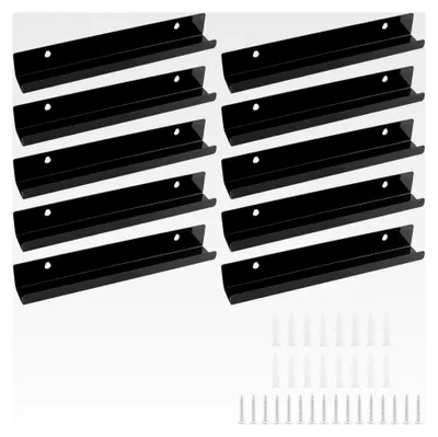 Produktbild von 10 Stück 30 cm Vinyl Wandregal Schwarz, Schallplatten Wandhalterung, Vinyl Plattenhalterung, Schwimmendes Regal aus Acryl für Schallplatten