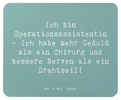 Produktbild von Mr. & Mrs. Panda Mauspad Spruch Geduld Operationsassistentin - Meeresbrise - Geschenk, Dokumentation, Pflege, Anerkennung, Mousepad, Berufe, Mouse Pad, mousematte, Beruf