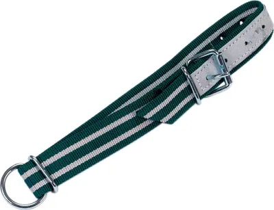 Produktbild von Kerbl Halsband grün/weiß, 130 x 4 cm Rollschnalle, Ovalglied und D-Ring
