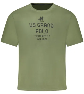 Immagine prodotto di Maglietta verde da uomo: maniche corte, scollo rotondo, stampa e logo - Elegante
