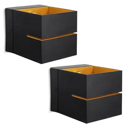 Produktbild von SSC-LUXon 2er Set Wandleuchte KOURA Innen Schwarz Gold – Up & Down Wandlampe