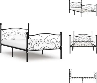 Immagine prodotto di vidaXL Struttura letto con rete a doghe in metallo nero 100 × 200 cm - Letti e strutture letto