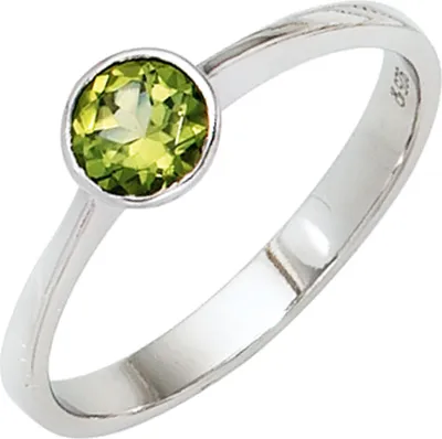 Produktbild von JOBO Damen Ring 925 Sterling Silber rhodiniert 1 Peridot grün Silberring Größe 50