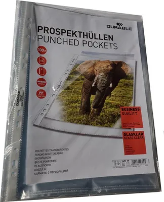 Immagine prodotto di DURABLE Busta perforata BUSINESS A4 in PP extra lucido busta 100 pezzi, 100 pezzi, Trasparente, 267219