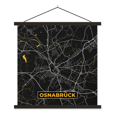 Produktbild von MuchoWow® Textilposter Osnabrück - Gold - Karte - Stadtplan - Deutschland 60x60 cm mit schwarzem Rahmen - Posteraufhänger