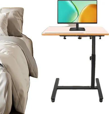 Obrázek produktu pro Nastavitelný stůl, konstrukce z MDF a ocelových trubek, nastavitelná výška od 58 cm do 90 cm, obdélníkový tvar, uzamykatelná kolečka, skládací provedení