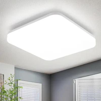 Image de ZMH Plafonnier LED Plafonnier plat 22CM Lampe de salle de bain Angulaire Plafonnier de salle de bain IP54 Lampe de cuisine 18W Plafond Blanc Lampe de couloir 5000K