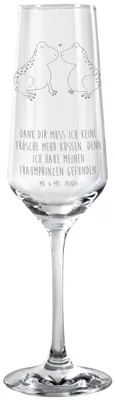 Produktbild von Mr. & Mrs. Panda Glas Frosch Liebe - Transparent - Geschenk, Kuss, Champagnerglas, Sektflöte, Trinkglas, Verheiratet, Hocheitstag, Proseccoglas, Sektglas, Freund
