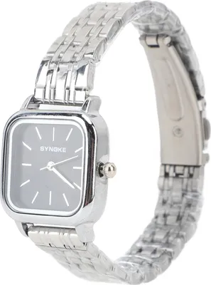 Produktbild von Frauen Quarzuhr Legierung Stahlband stilvoll wasserdicht Damen Platz Armbanduhr für das tägliche Leben schwarz