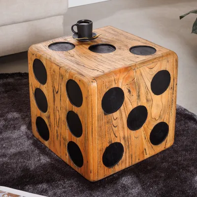 Produktbild von riess-ambiente Massiver Würfelhocker CUBE 41cm natur Mindiholz Beistelltisch stapelbar