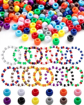 Bunte Perlen zum Schmuckmachen - 1000 Stück große Loch 6x9mm Perlen für Armbänder, Ketten und Schlüsselanhänger