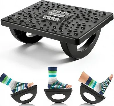 Zdjęcie produktu dla Ergonomiczny podnóżek z funkcją masażu – podnóżek antypoślizgowy – podnóżek do domu i biura – wytrzymały podnóżek – 33,5 x 24 x 12 cm