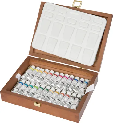 Produktbild von Schmincke Horadam Aquarell Malkasten Holzkasten 24 x Tuben 5 ml 74 224 097