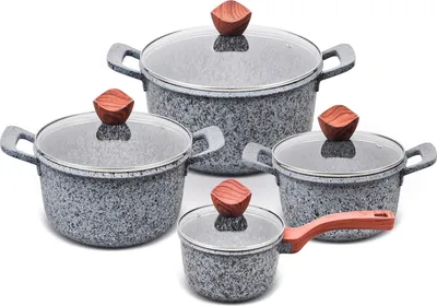 Produktbild von PROMIS Topfset GRANIT Kochtopf 16 cm Töpfe 20 24 28 braune Griffe