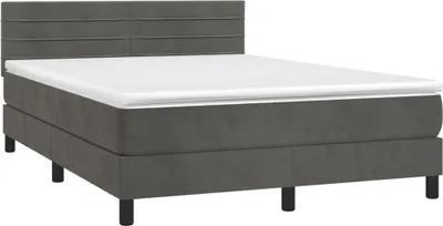 Produktbild von vidaXL Boxspringbett mit Matratze Dunkelgrau 140x190 cm Samt