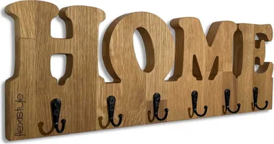Produktbild von Kleiderhaken wand Wandgarderobe Garderobe Holz Eiche badezimmer Handtuchhalter HOME Eiche 50cm