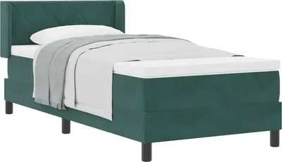 Produktbild von Boxspringbett mit Kopfteil Dunkelgrün 190 x 90 cm Samt