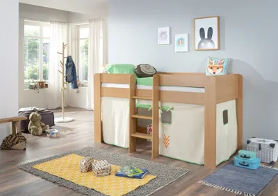 Produktbild von Relita Halbhochbett ANDI Liegefläche 90 x 20 cm Nachbildung natur inkl. Vorhang; BH1684114+TX5002028