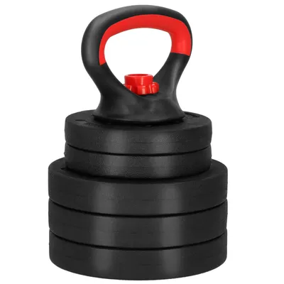 Produktbild von Springos® Verstellbare Kettlebell 10 kg mit Bitumen-Gewichten Kugelhantel Schwunghantel Effektiv Hantelscheiben Kettlebell-Griff Stabil Verschlüsse