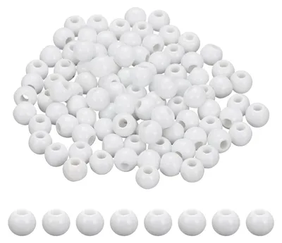 Productafbeelding van Keramische kralen - 100 stuks, 6 mm rond - Hobbykralen voor sieraden maken - Zuiver wit