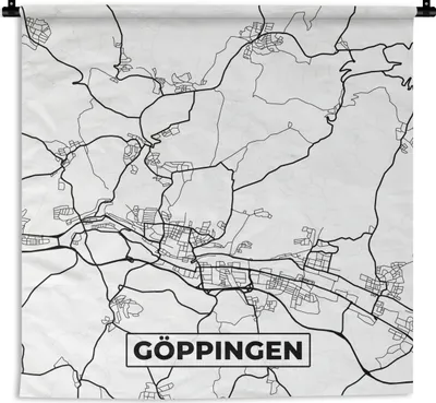 Produktbild von MuchoWow® Wandteppich Wandbehang Karte - Göppingen - Karte - Stadtplan 150x150 cm Tapisserie Dekoration Wandtuch - Wohnaccessoires - Modernes