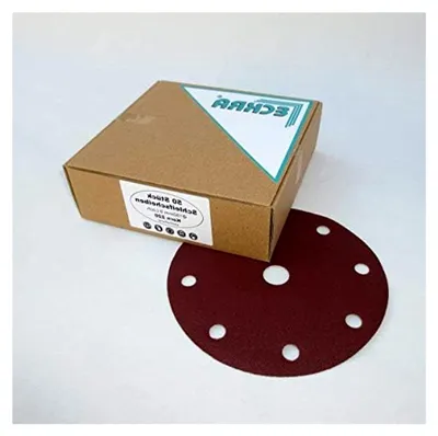 Produktbild von 100 Schleifscheiben 150 mm mit Klettverschluss und 9 Löchern in unterschiedlichen Körnungen