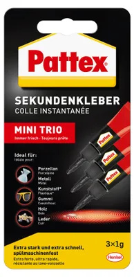 Produktbild von Pattex Sekundenkleber Mini Trio 3x1g