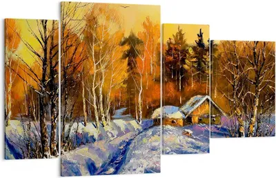 Produktbild von Bild auf Leinwand - Leinwandbild - Winter Wald Wiese - 120x70cm - Wand Bild - Wanddeko - Wandbilder - Leinwanddruck - Bilder - Kunstdruck - Wanddekoration - Leinwand bilder - Wandkunst - DL120x70-3535