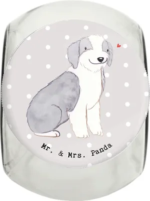 Produktbild von Mr. & Mrs. Panda Dose Bearded Collie Lebensretter L 870ml - Grau Pastell - Geschenk, schraubglas, Britischer Hütehund, Aufbewahrungsdose, Keksdose, Vorratsglas