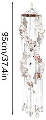 Zdjęcie produktu dla Ultiluxe Dzwonki wietrzne - Muszle Dzwonki - Dekoracja ogrodu - Ręcznie robione - Relaksujący dźwięk - Boho styl - Spokój - 95 cm - Beżowy