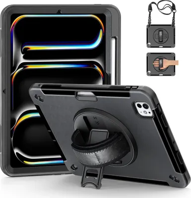 Produktbild von iPad Pro 13 (2024/2025) Hülle - Coverup Heavy Duty Case mit Schultergürtel - Schwarz