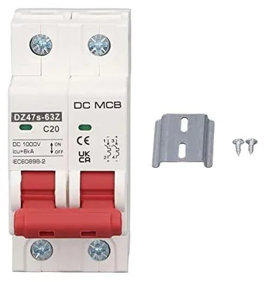 DC-Leistungsschalter 1000V 20A 2P, 6000A, PA66, DIN-Schiene
