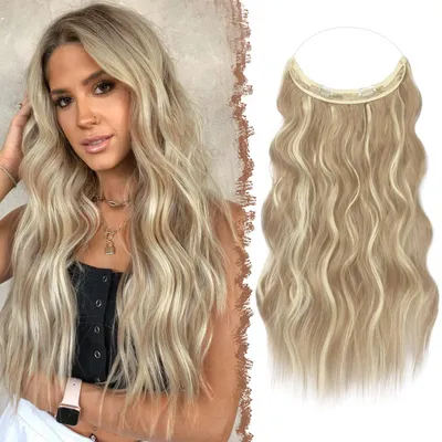 Immagine prodotto di Estensione per capelli ondulata, sintetica, invisibile, di 50 cm, color biondo scuro